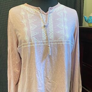 Women’s Light Pink Muave Long Sleeve Tee witj embroidered pattern